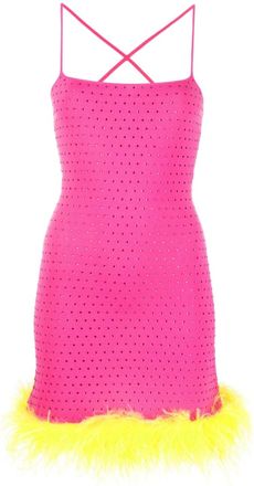 Chiara Ferragni ostrich-feather dress - women - Viscose/Ostrich Feather/Polyamide - S - Pink
