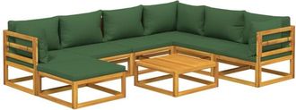 vidaXL Set De Muebles De Jard&iacute;n 8 Pzas Madera Maciza Con Cojines Verde Vidaxl