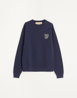 Valentino Cotton Sweatshirt With Vg Patch Man BLUE XXL