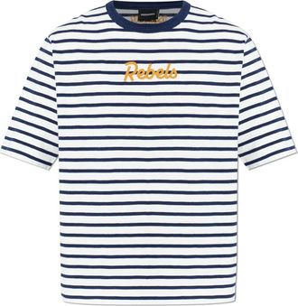 Dsquared2 T-Shirt met gestreept patroon - Heren - T-shirts - Blauw - 2XL - Katoen - Tops