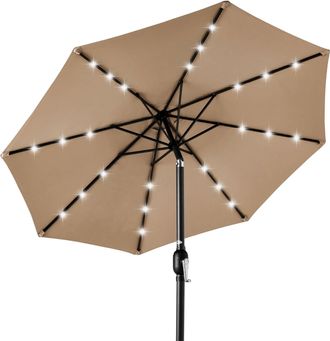 Best Choice Products 10ft Solar LED Lighted Patio Umbrella w/ Tilt Adjustment, UV-Resistant Fabric