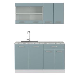 Vicco Cocina Para Solteros R-line, Gris Azulado, 140 Cm, Et M&aacute;rmol