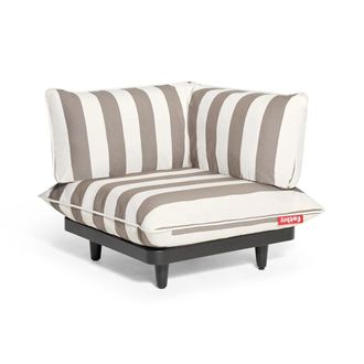 Fatboy Paletti Outdoor-Sofa, Eckmodul, weiss / kakao gestreift