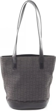 Celine Black Canvas Leather Handbag Tote Bag (Pre-Owned)
