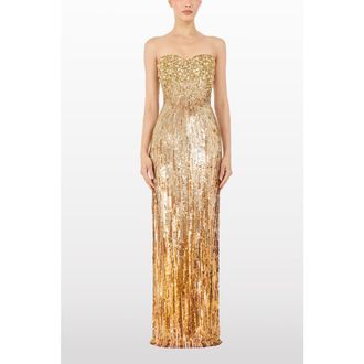 Jenny Packham Cesonia Embellished Strapless Maxi Dress in Illusion at Nordstrom, Size 12 Uk