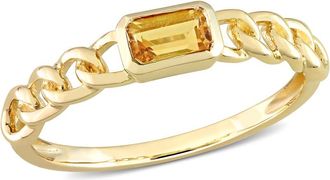 Amour 1/3 CT TGW Octagon Citrine Link Ring In 10K Yellow Gold