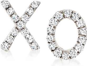 RS Pure by Ross-Simons Diamond Xo Mismatched Earrings in Sterling Silver