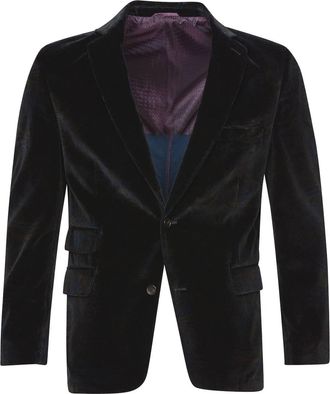 Viyella Mens London Paisley Velvet Blazer In Blue Multi