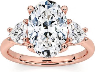 Pompeii3 Certified 2 3/4Ct Oval & Heart Shape Diamond Engagement Ring Lab Grown 14k Gold