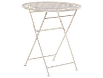 Beliani Mesa de balc&oacute;n 70 cm 70 cm metal beige claro