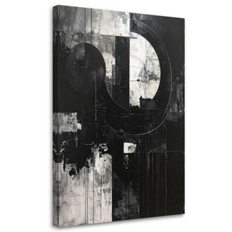 Feeby Cuadro Sobre Lienzo Abstracci&oacute;n En Blanco Y Negro Con Fuerte Ritmo Gr&aacute;fico 70x100