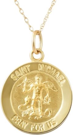 Pompeii3 14k Yellow Gold St. Michael Medal Pendant.5 Tall 1 Gram