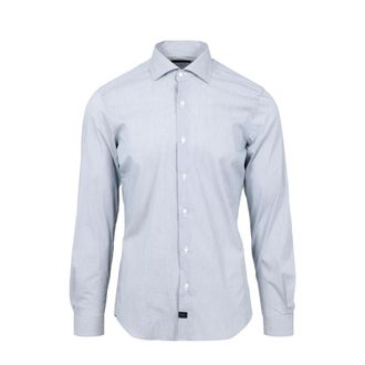 Fay Formele Overhemd - Heren - Zakelijke Overhemden - Blauw - XL - Katoen - Overhemden