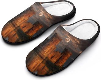 Generic Caerlaverock Castle Funny Mens Cotton Slippers Soft Non-Slip Rubber Sole House Slipper Indoor Outdoor