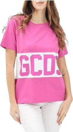 GCDS Band Logo Regular T-Shirt - Dames - T-shirts - Roze - M - Katoen - Tops