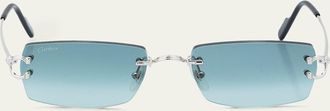 Cartier Mens CT0550S Metal Rectangle Sunglasses
