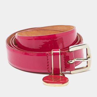 Emporio Armani Pink Patent Leather Skinny Belt