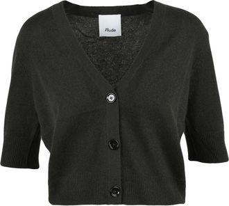 Allude Green Cropped Cashmere Cardigan