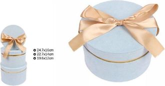 Trade Shop Trade Shop - Set 3 Pz Scatole Scatola Box Regali Varie Misure Matrioska Rotonde Azzurro 71943