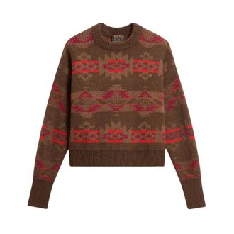 Woolrich Ronde hals gebreid - Dames - Ronde hals truien - Bruin - XS - Truien & Vesten
