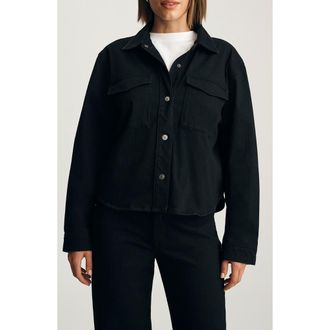 Mavi Tia Denim Shirt Jacket in Black Move at Nordstrom, Size X-Small