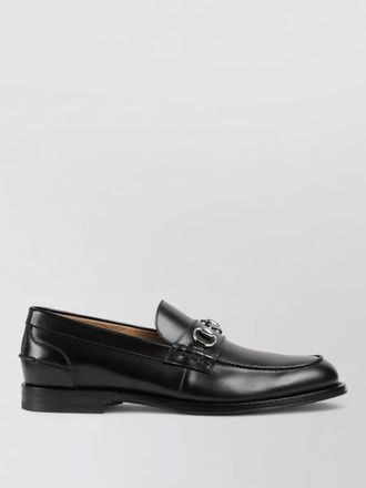 Gucci terenze leather loafer metallic buckle round toe