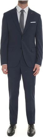 Paoloni Klassiek 2-knoops pak met zijsplitten - Heren - Business pakken - Blauw - XL - Wol - Kostuums