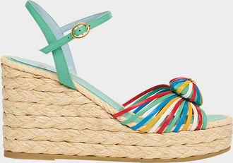 Valentino Garavani Royal Leather Heart Wedge Espadrilles