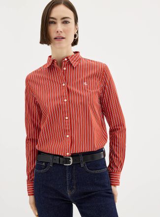 Lauren Ralph Lauren Womens Jamelko tangerine stripes shirt
