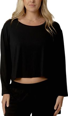 Kindred Bravely Aria Casual Long Sleeve Cropped Top in Black at Nordstrom, Size X-Large