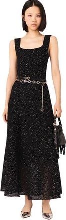 Maje Rhinestone knit maxi dress in Black at Nordstrom, Size 40 Eu