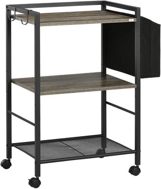 HOMCOM Carrito auxiliar con ruedas carrito de almacenamiento de 3 niveles con bolsa de tela 2 ganchos y marco de acero para salón cocina 66x40x80,5 cm