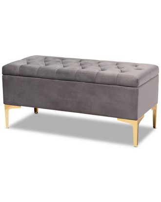 Baxton Studio Dnu Unprofitable Baxton Studio Valere Velvet Button Tufted Storage Ottoman