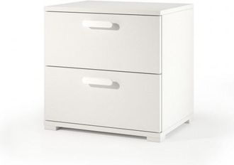 Terraneo Comodino 2 Cassetti Con Guide In Metallo Bianco 40x50x45 Cm - Terraneo