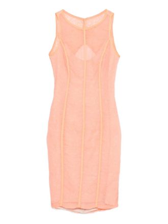 Gemy Maalouf lace-pattern panelled dress - women - Polyester - 38 - Orange