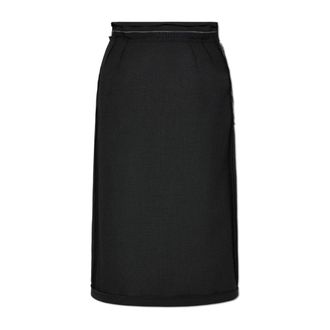 Maison Margiela Midi Skirts, female, Black, Size: 2XS Wool Skirt with Raw Finish