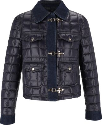 Fay Cropped Quilted Denim Jacket