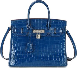 Tiffany & Fred Large Croc-Embossed Leather Satchel