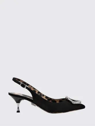 Philipp Plein Satin Slingbacks with a Jewel Buckle and Mid Heel
