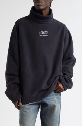 Maison Margiela x Salomon Logo Embroidered Sweatshirt in Washed Black at Nordstrom, Size X-Large