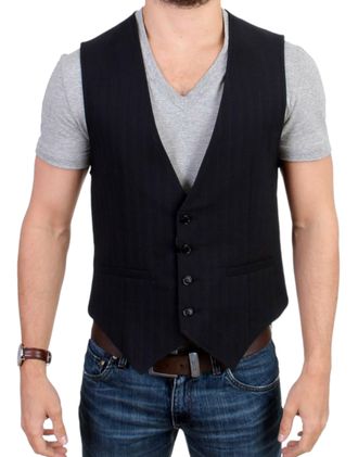 Costume National striped cotton casual Mens vest