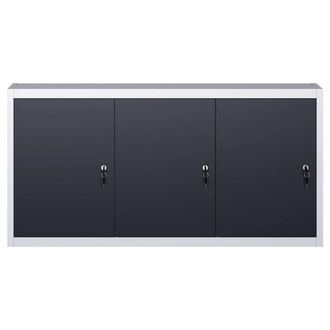 Berkfield Home Wall Mounted Tool Cabinet Industrial Style Metal Grey & Black