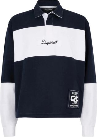 Dsquared2 Logo Patch Stripe Polo Shirt - Heren - Polos - Blauw - S - Katoen - Tops