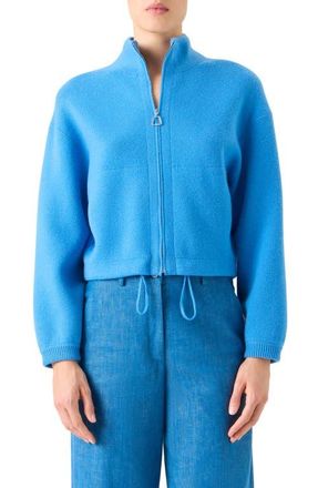 Akris Cashmere Piqu&eacute; Crop Zip-Up Cardigan in Twilight at Nordstrom, Size 16