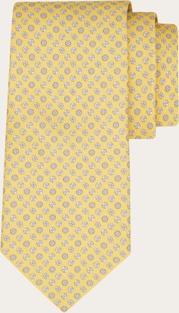 Ferragamo Men Sport print silk tie Yellow