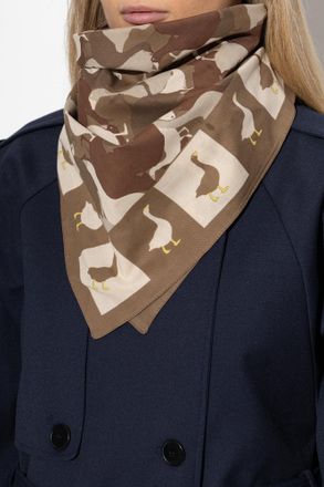 Moschino Cotton Scarf With Print, Unisex, Brown