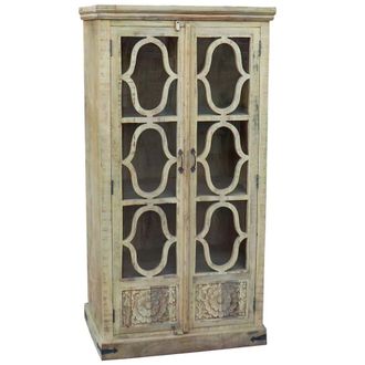 Wanderlust Deco Vitrina de madera beige 100x45x196