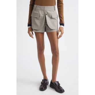 Monse Check Jacket Hem Shorts in Brown Multi at Nordstrom, Size 10