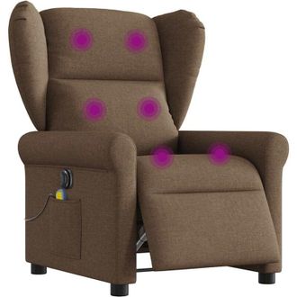 vidaXL Sill&oacute;n Reclinable De Masaje El&eacute;ctrico Tela Marr&oacute;n Vidaxl