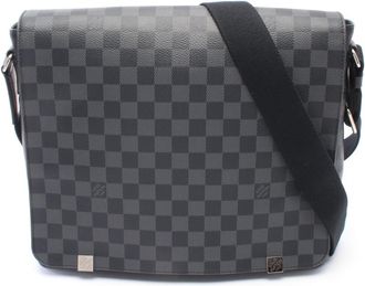Louis Vuitton Black Coated Canvas Leather Handbag Shoulder Bag (Pre-Owned)